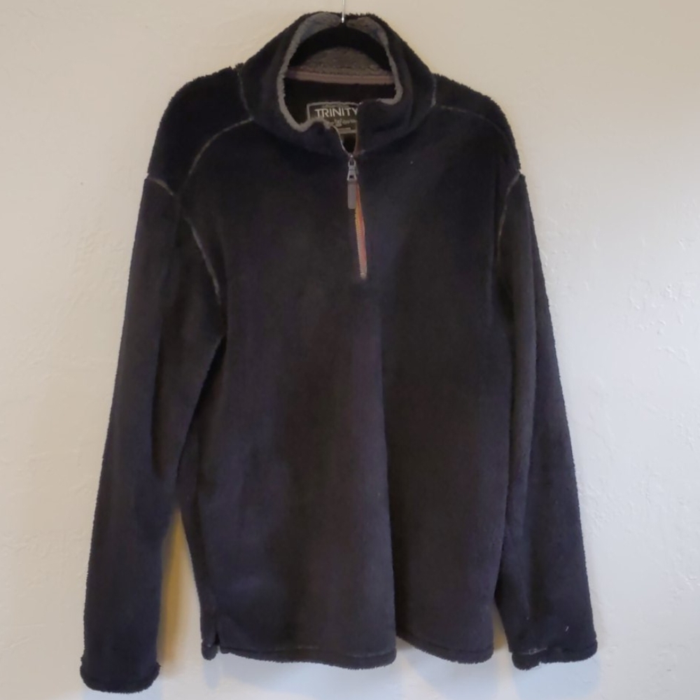 Black fleece half-zip sweater